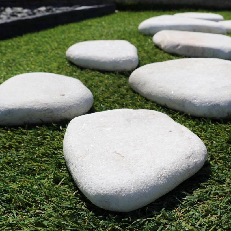 Galets plats blancs pour décoration jardin